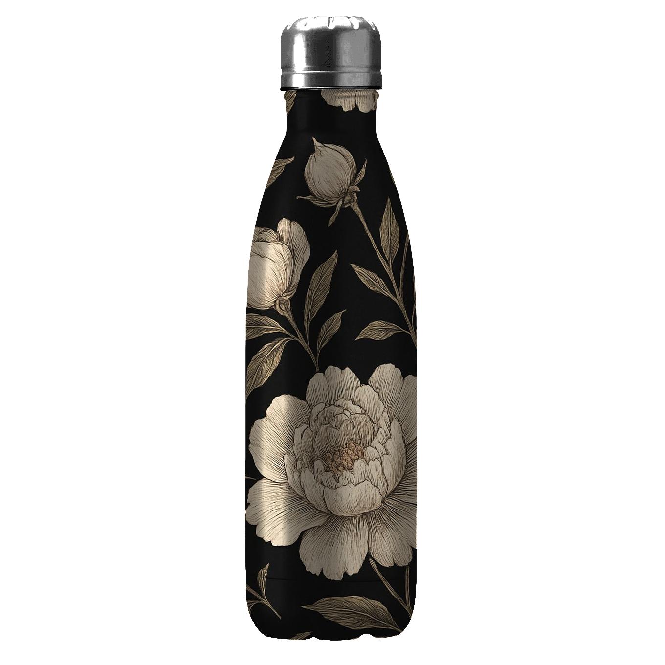 Midnight Peony Botanical Etching custom water bottles