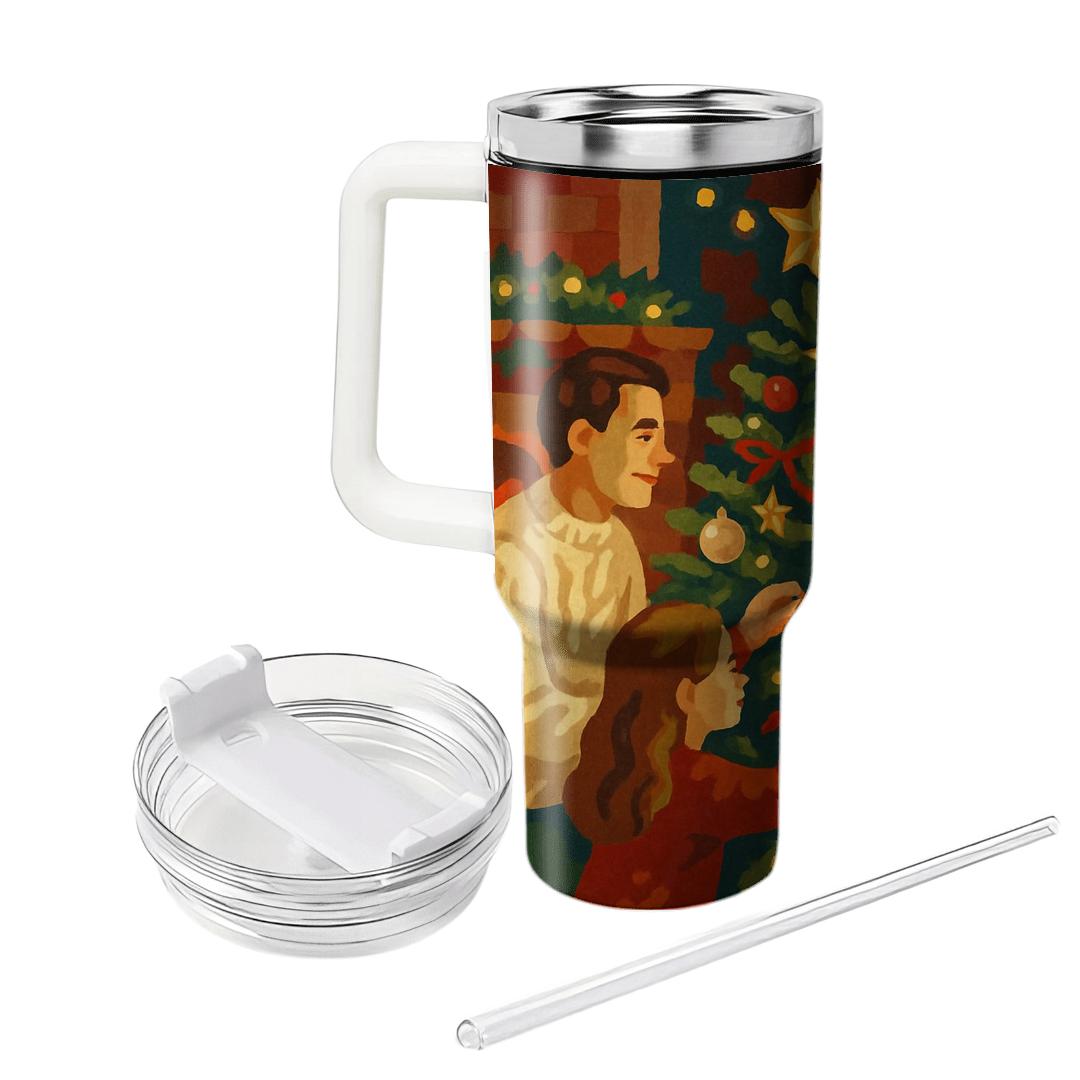 Starlit Tree Trimming Circle personalized tumblers