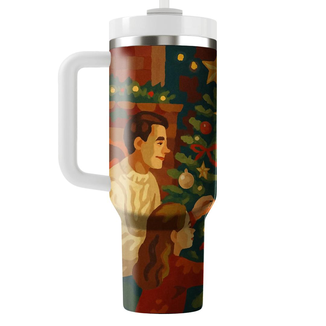 Starlit Tree Trimming Circle personalized tumblers