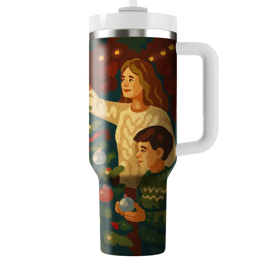 Starlit Tree Trimming Circle personalized tumblers