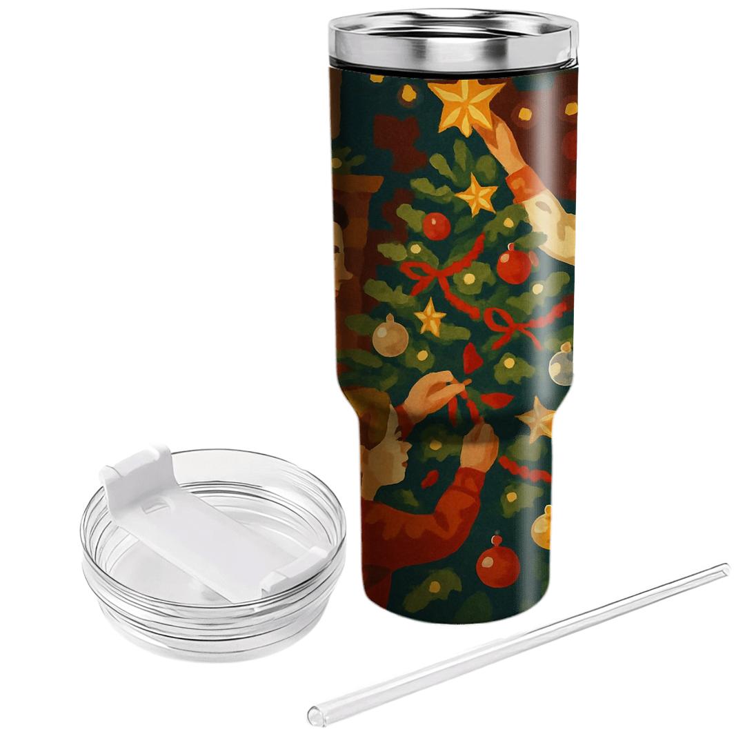 Starlit Tree Trimming Circle personalized tumblers