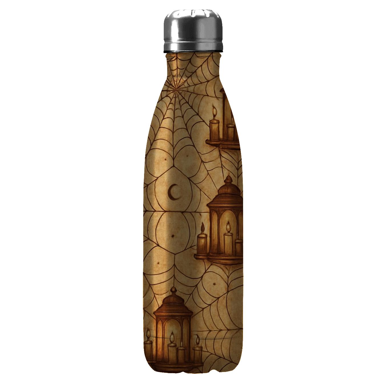 Sepia Haunted Parchment Lantern Cobweb Lattice travel water bottles