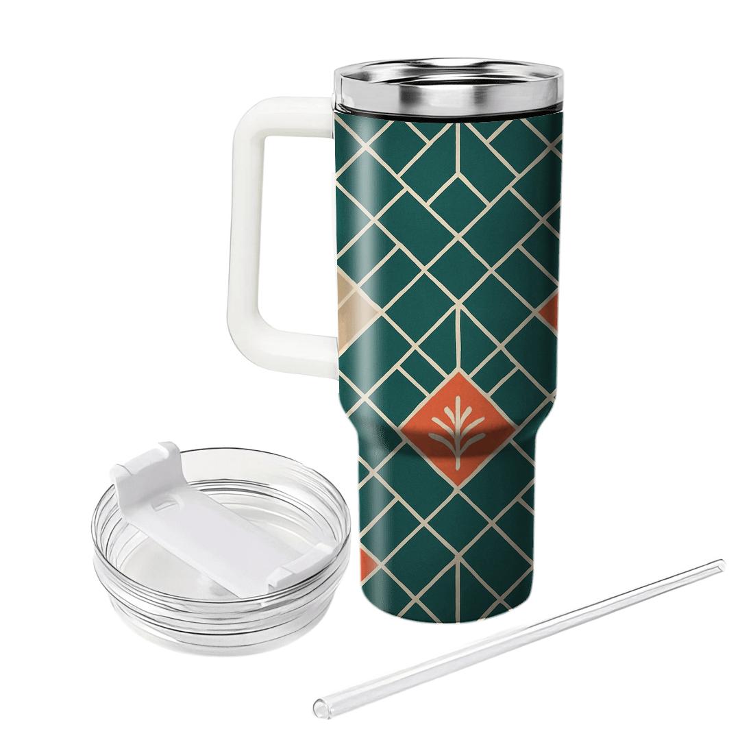Interlocking Kite Mosaic With Palm Sprig Motifs custom tumblers