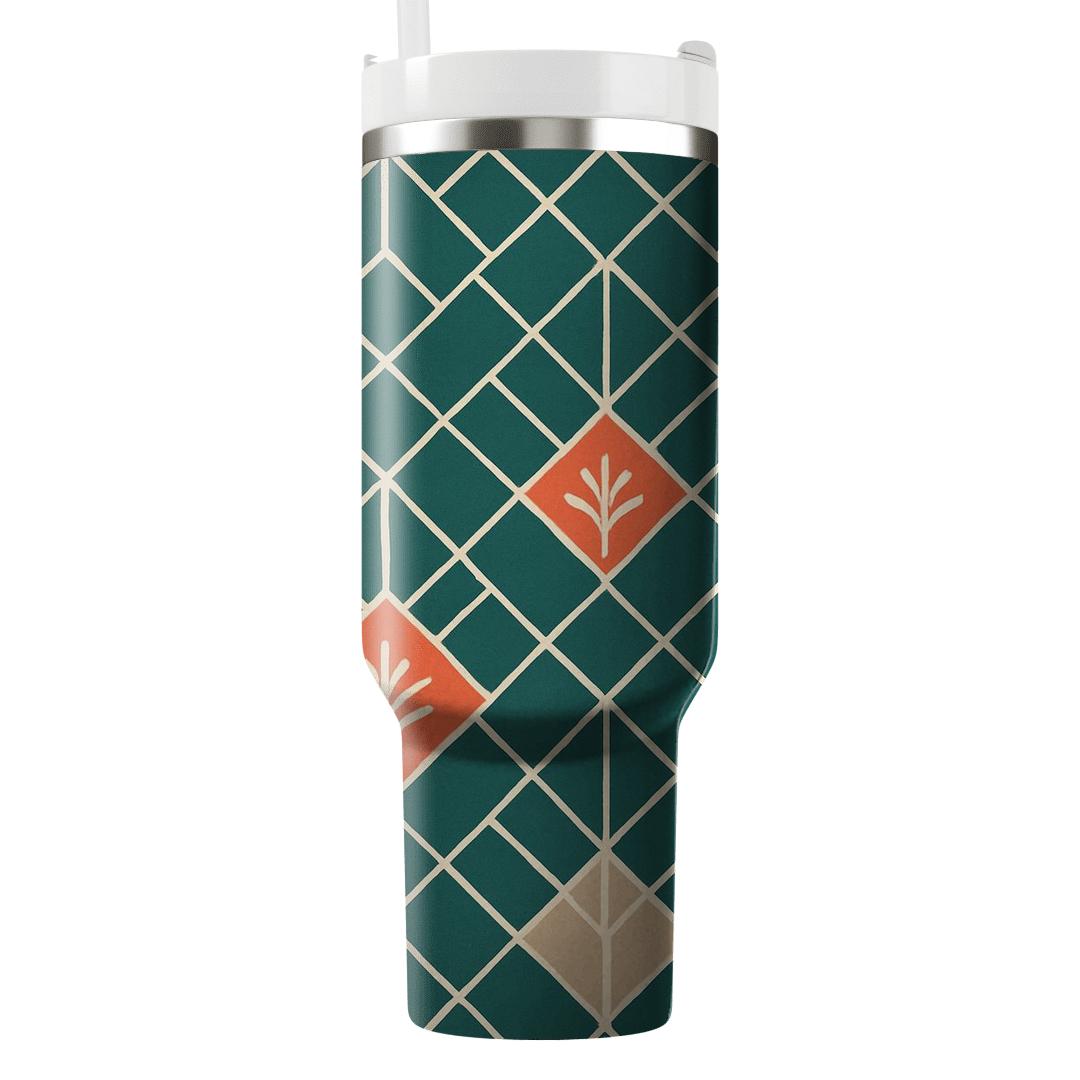 Interlocking Kite Mosaic With Palm Sprig Motifs custom tumblers