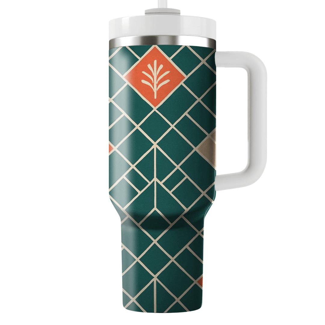 Interlocking Kite Mosaic With Palm Sprig Motifs custom tumblers