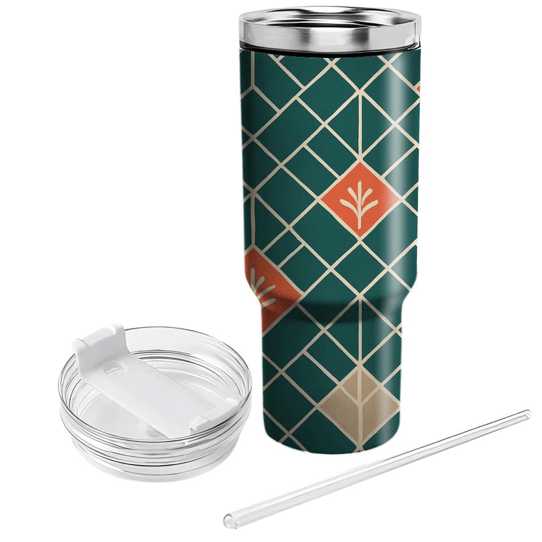 Interlocking Kite Mosaic With Palm Sprig Motifs custom tumblers