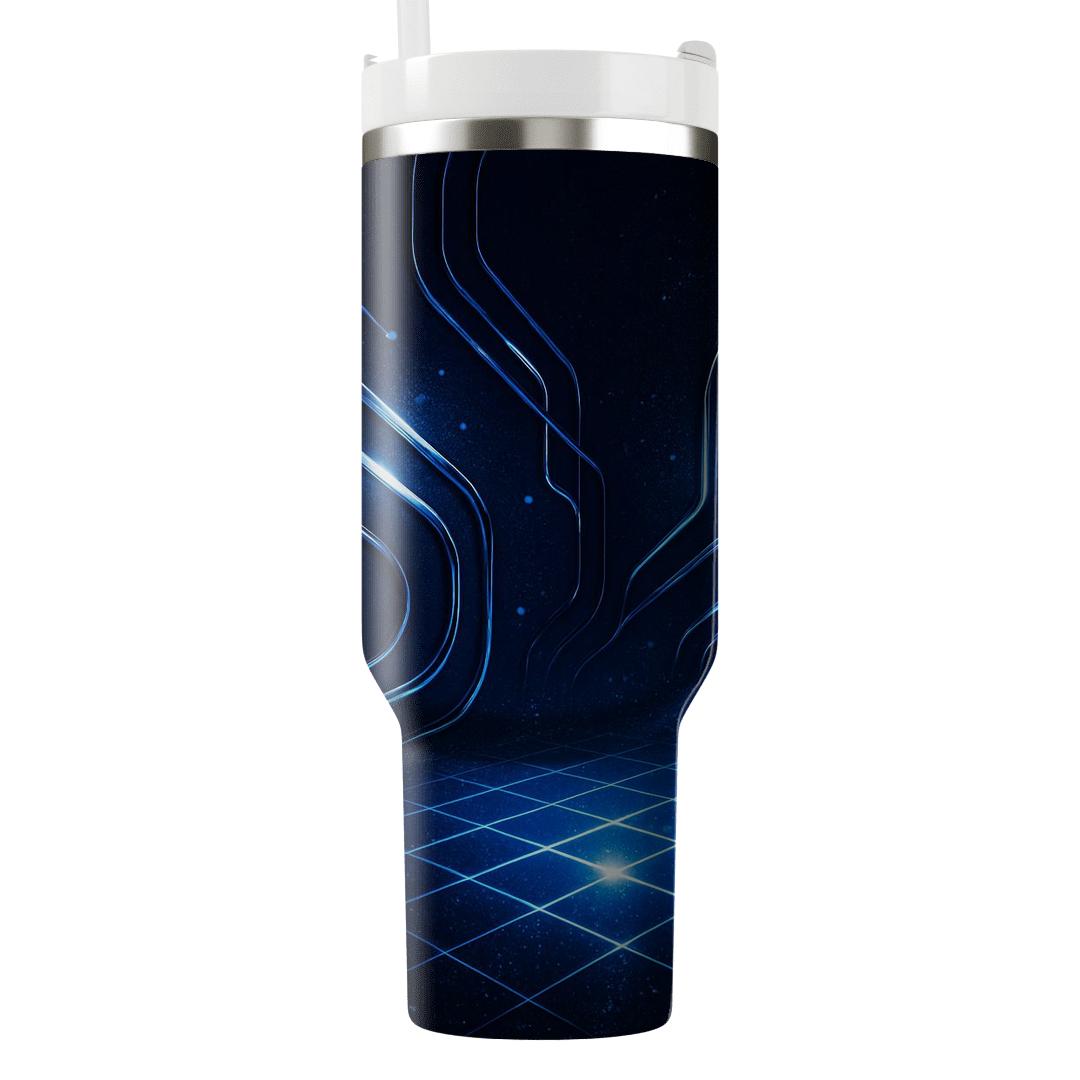 Sapphire Disco Glitter Circuit personalized tumblers