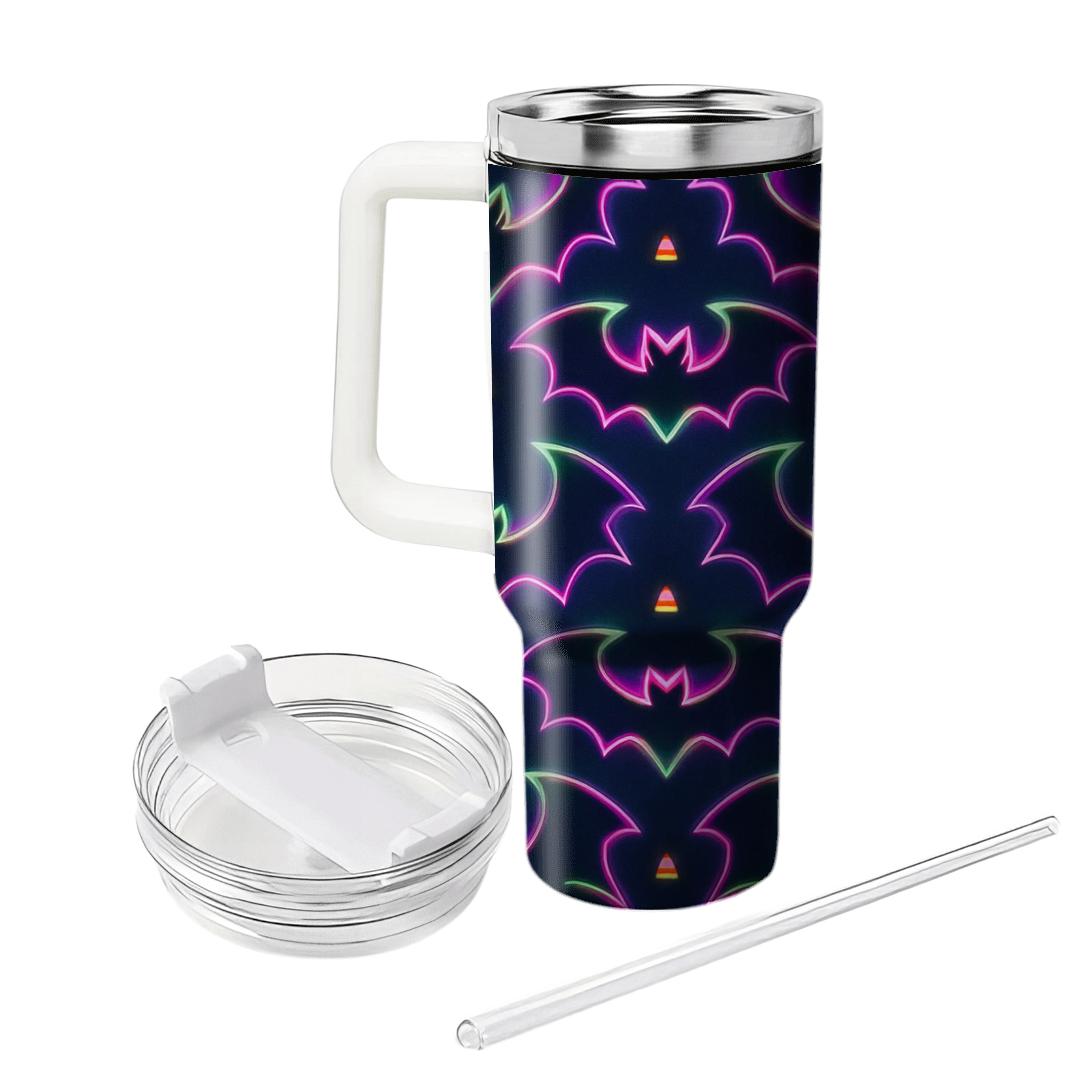 Neon Horror Carnival Bat Mirror Tiles tumbler cups