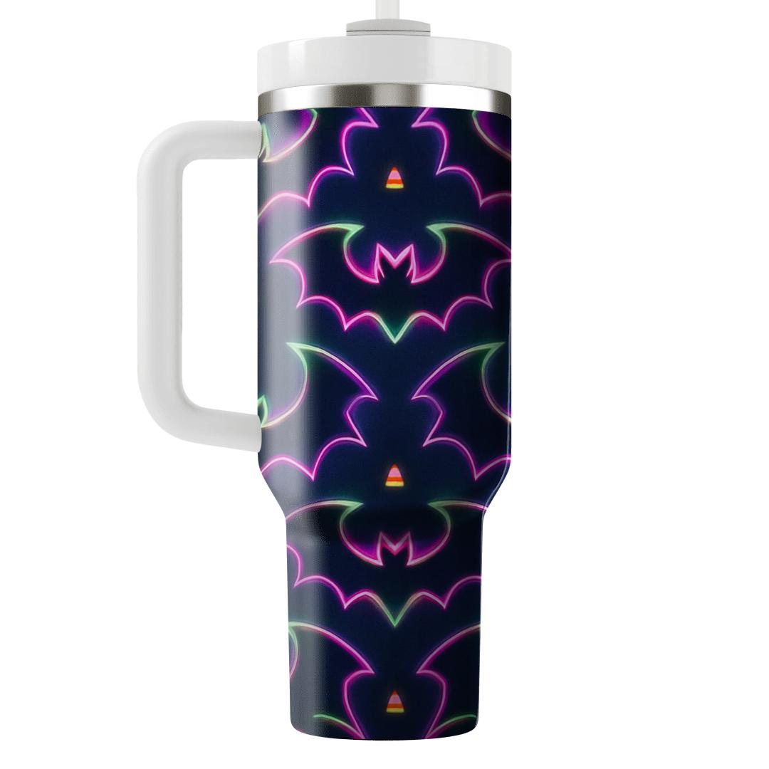 Neon Horror Carnival Bat Mirror Tiles tumbler cups