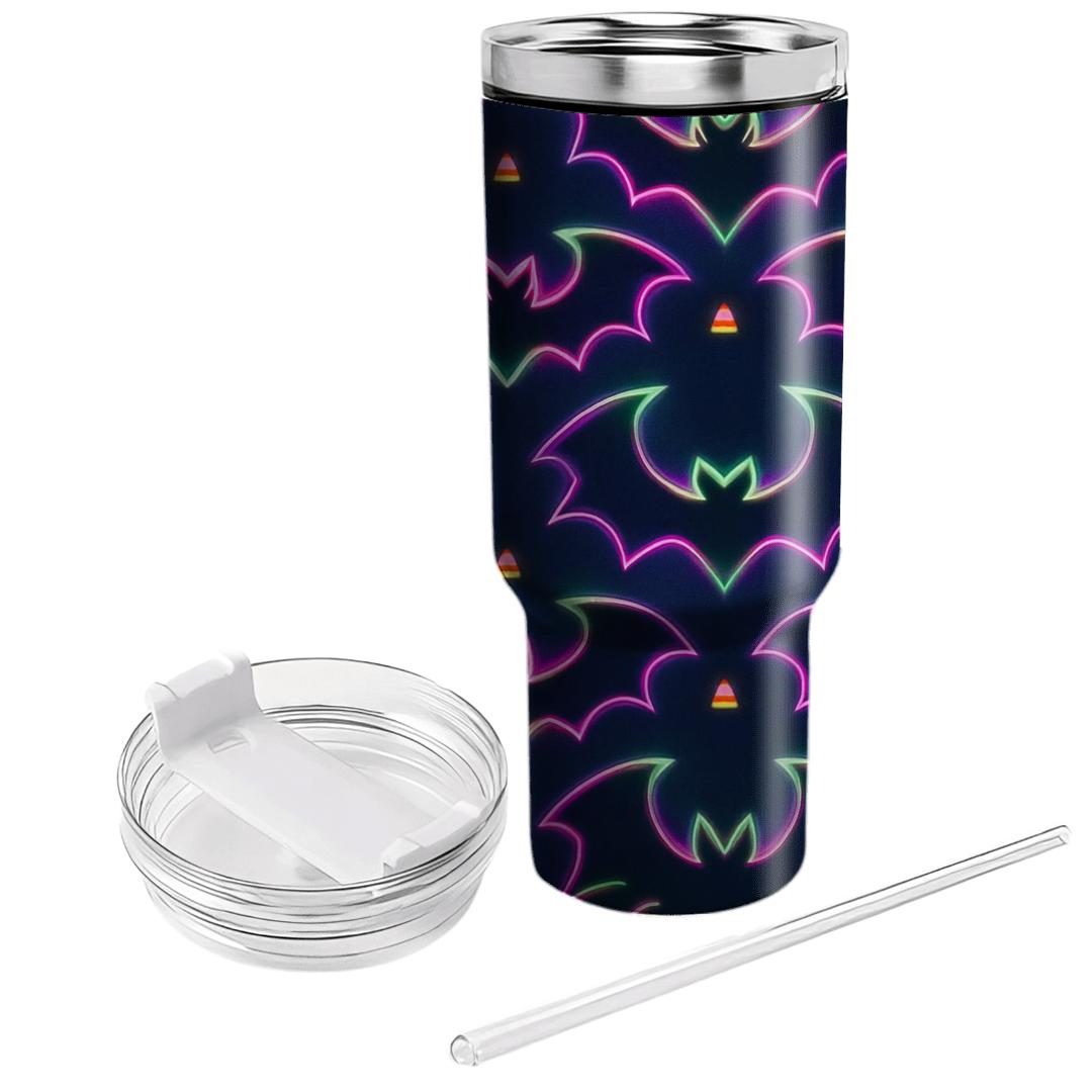 Neon Horror Carnival Bat Mirror Tiles tumbler cups