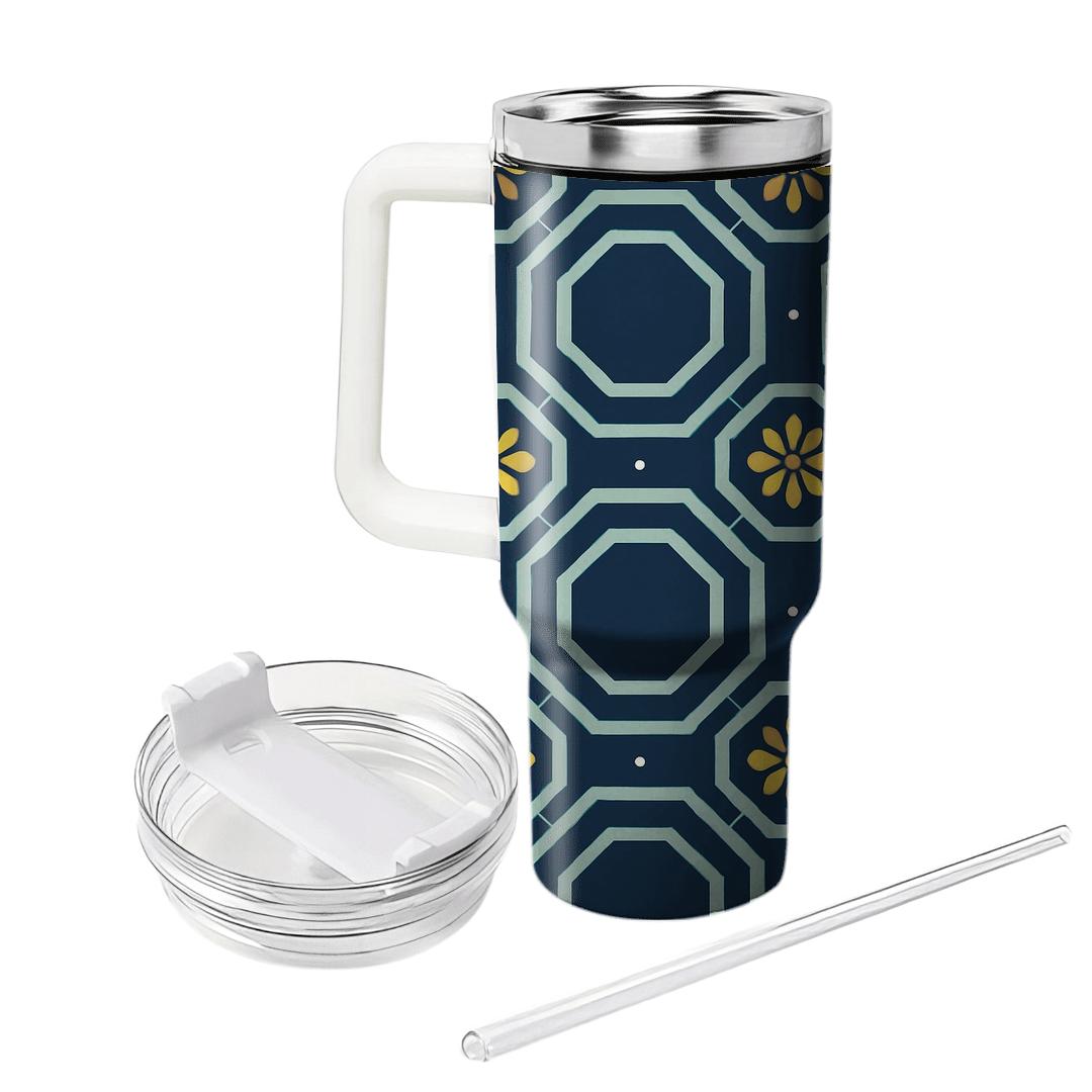 Concentric Octagon Lattice With Comet Petal Rosettes tumbler cups