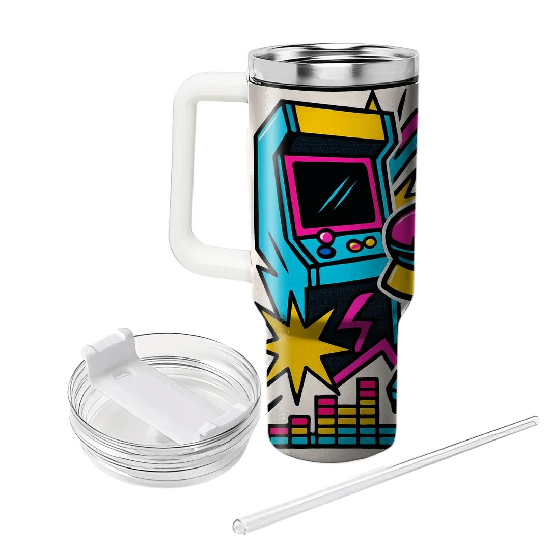 Future Funk Arcade Beat Collage tumbler cups