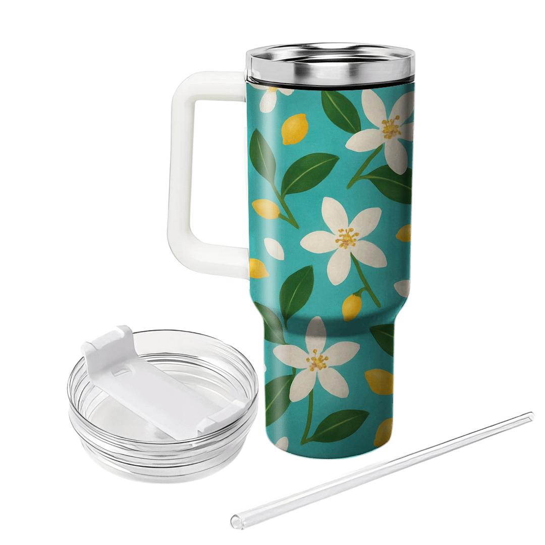 Citrus Blossom Riviera Scatter tumblers with lids