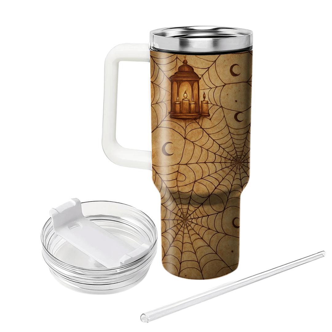 Sepia Haunted Parchment Lantern Cobweb Lattice decorative tumblers