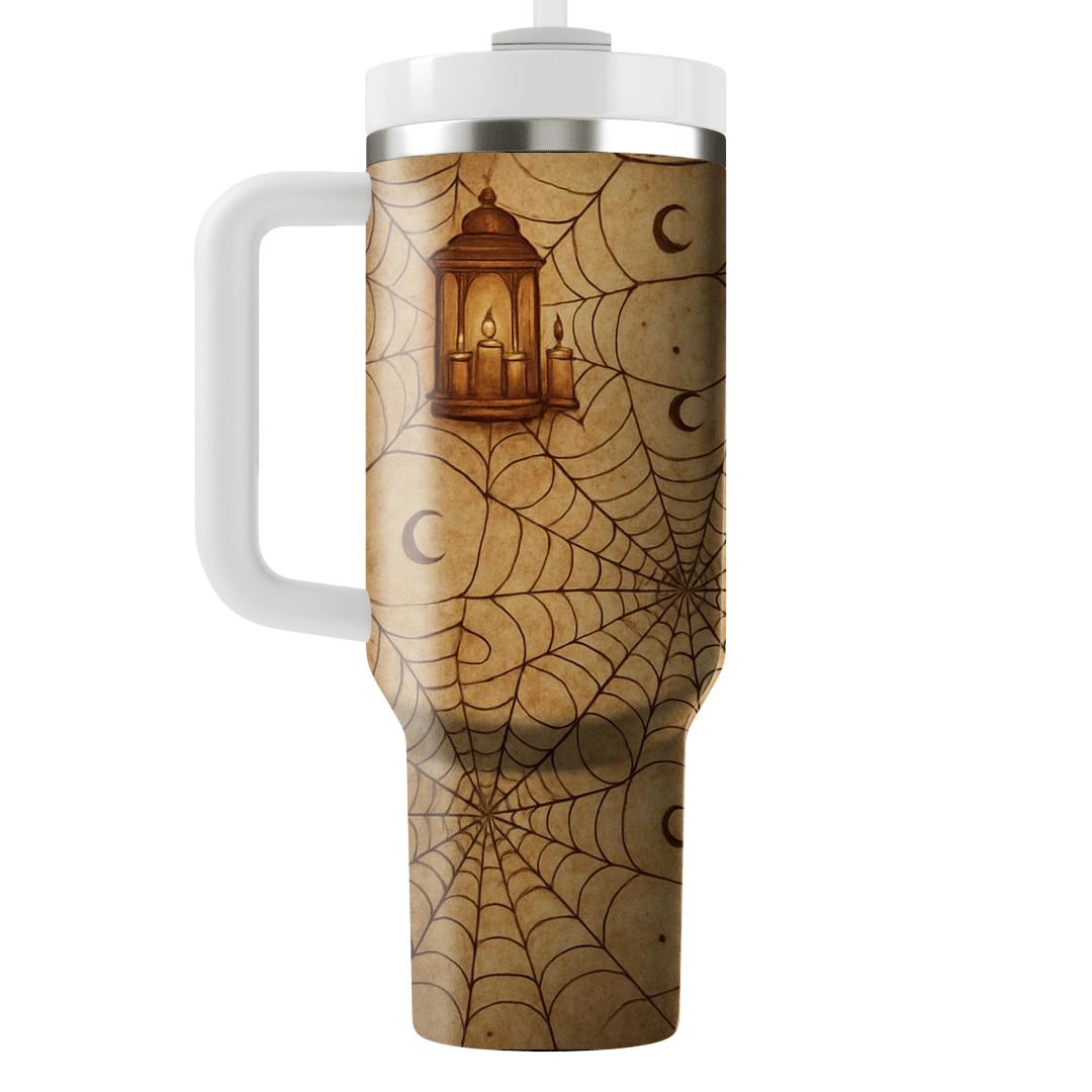 Sepia Haunted Parchment Lantern Cobweb Lattice decorative tumblers