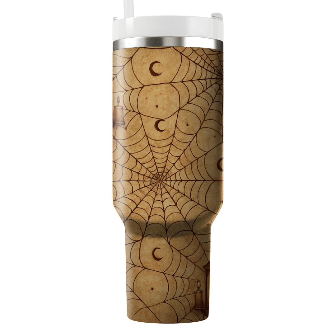 Sepia Haunted Parchment Lantern Cobweb Lattice decorative tumblers