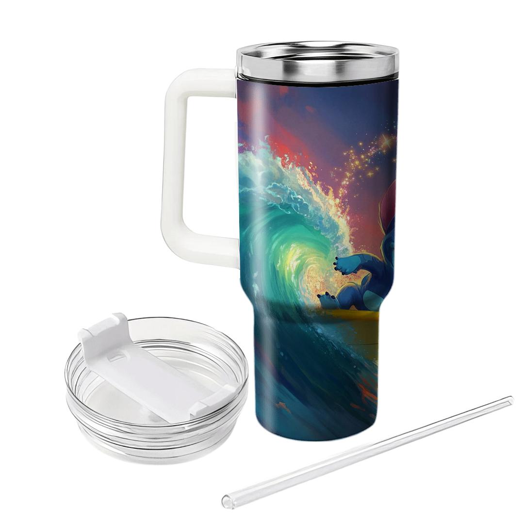 Stitch Cosmic Surf Lesson travel tumblers