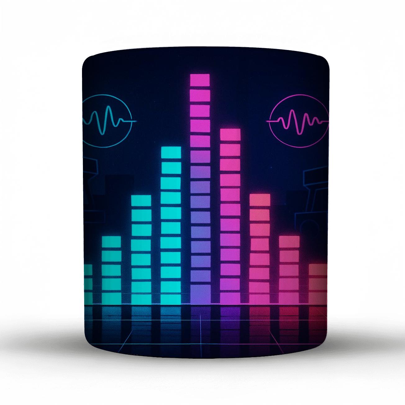 Neon Equalizer Arcade Night premium drinkware mugs
