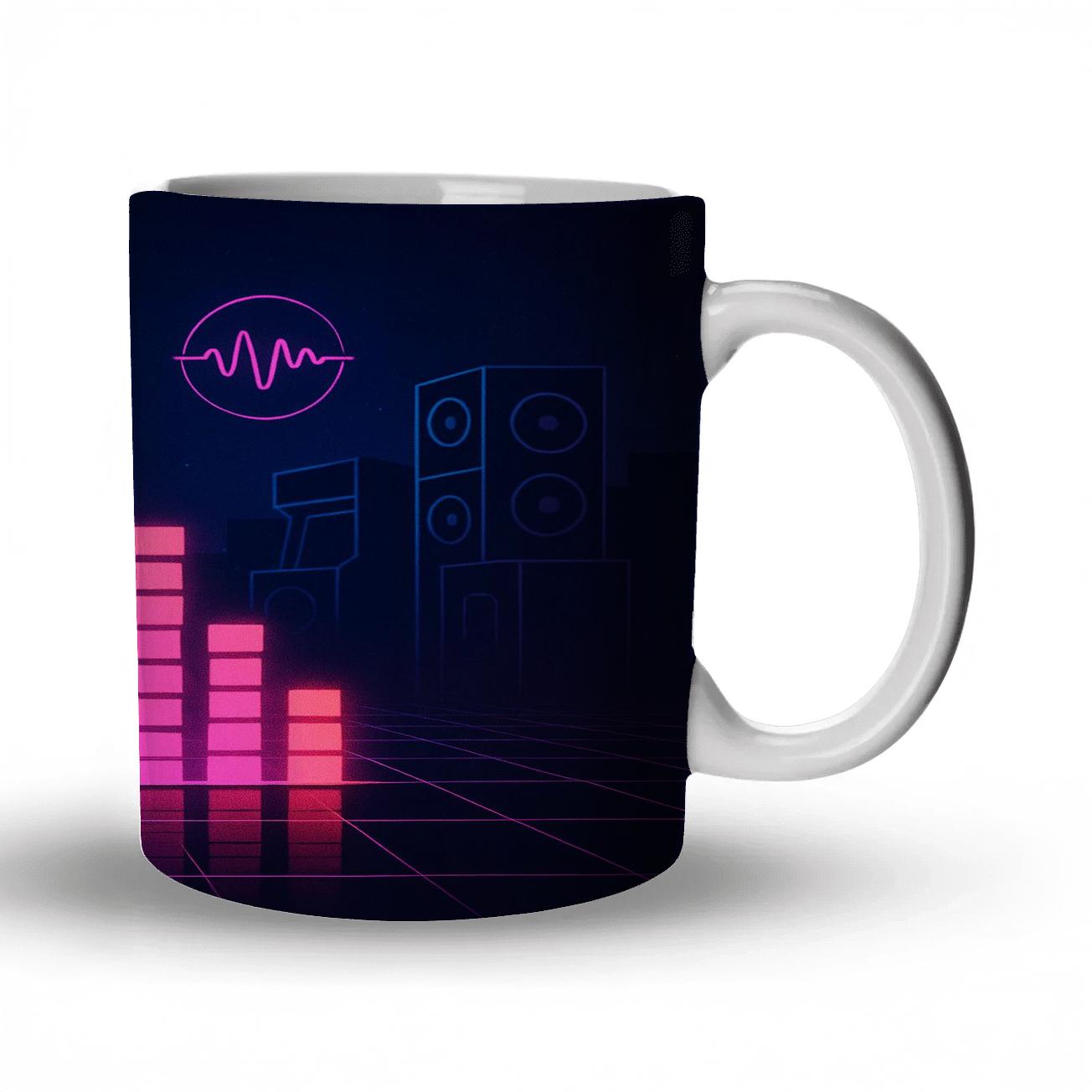 Neon Equalizer Arcade Night premium drinkware mugs