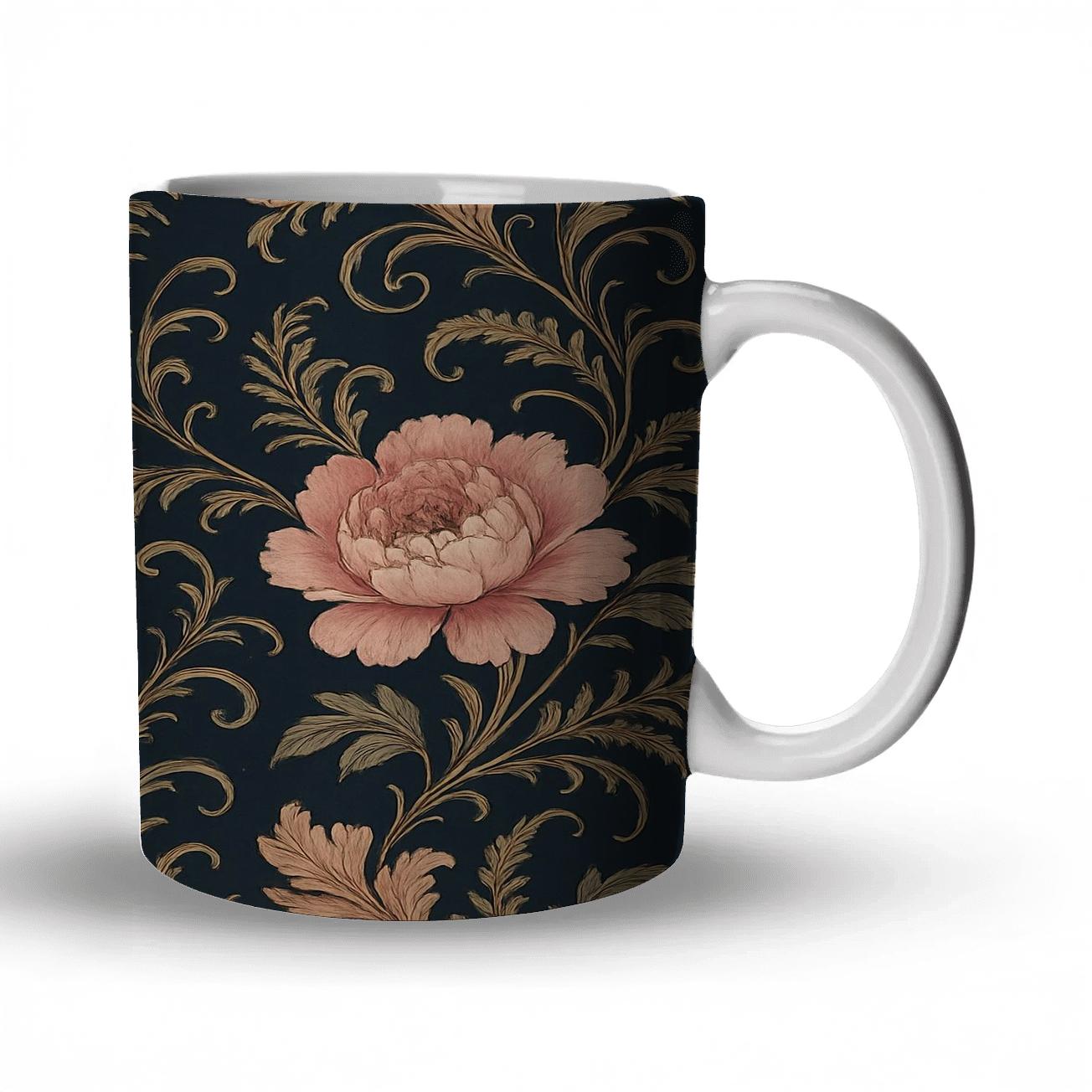 Midnight Peony And Fern Filigree premium drinkware mugs