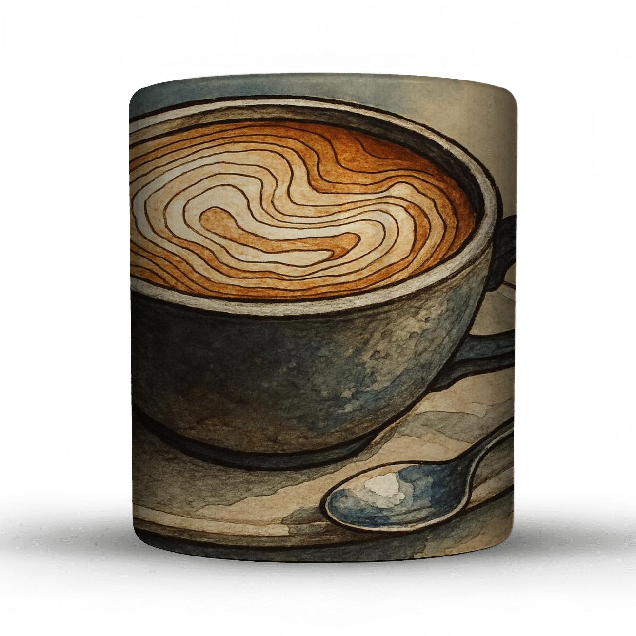 Latte Foam Topography Map travel mugs with handles