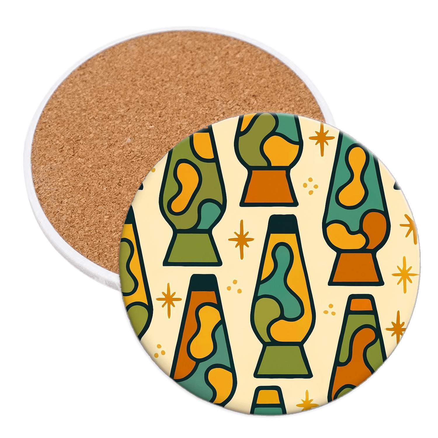 Groovy Lava Lamp Lounge cork coaster sets