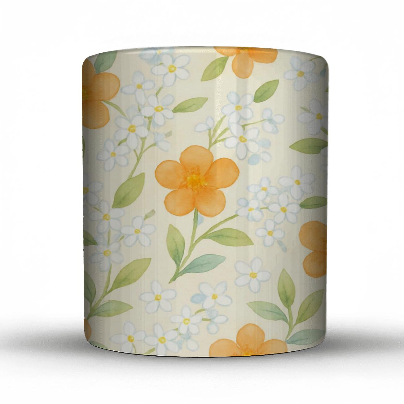Citrus Blossom Meadow Drift ceramic coffee mugs
