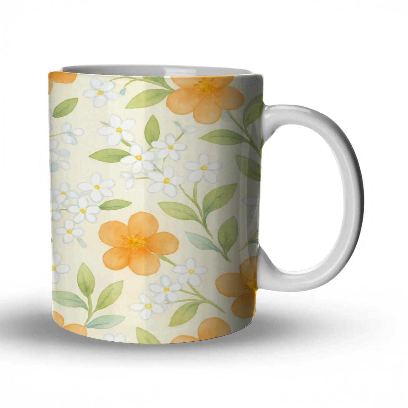 Citrus Blossom Meadow Drift ceramic coffee mugs