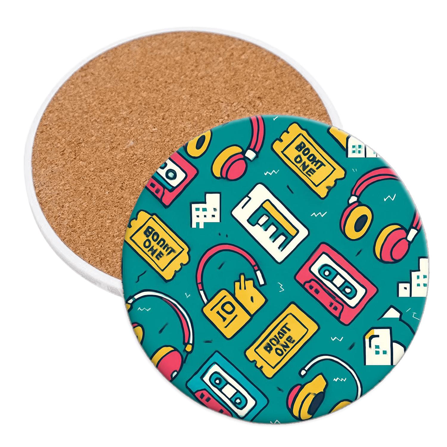 Cassette Commute Pattern custom engraved coasters