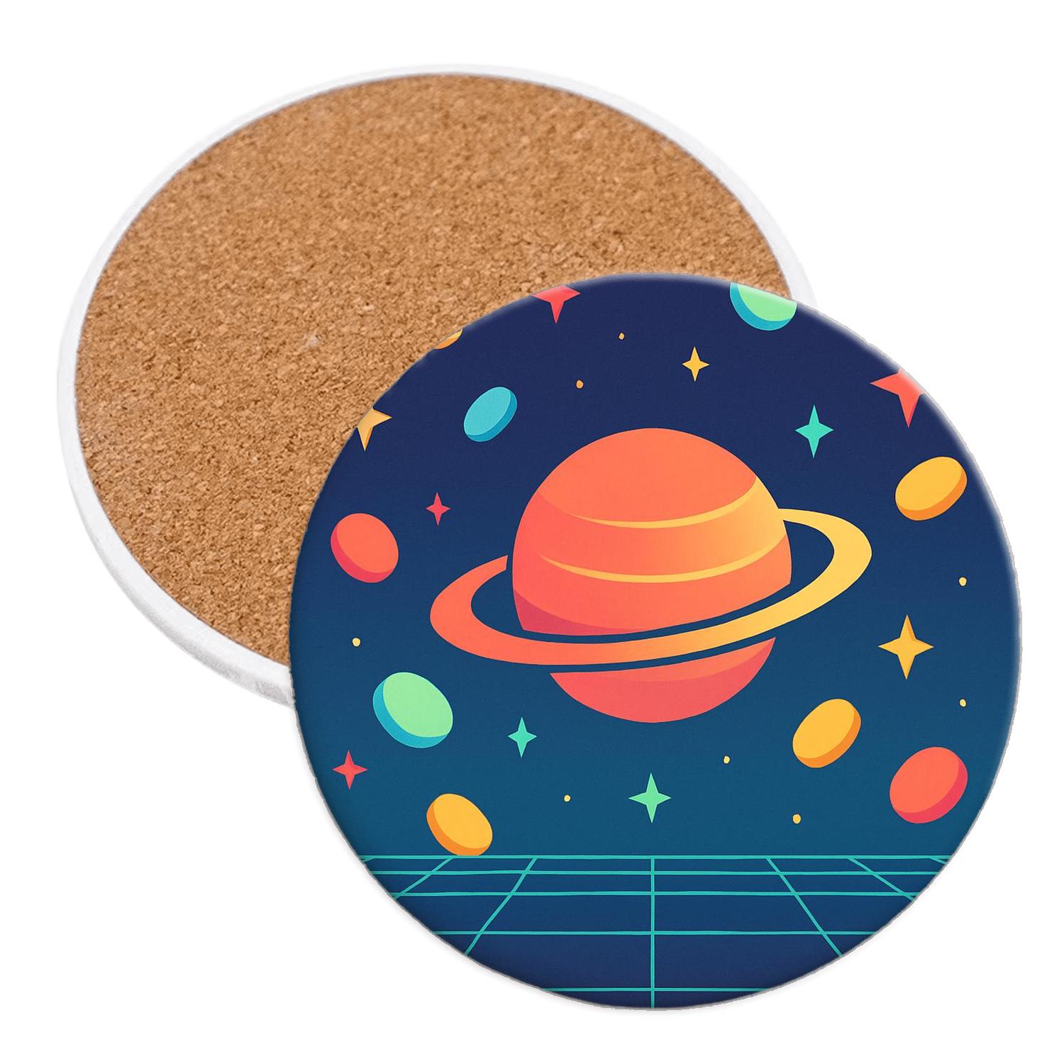 Arcade Token Galaxy Grid elegant tabletop coasters
