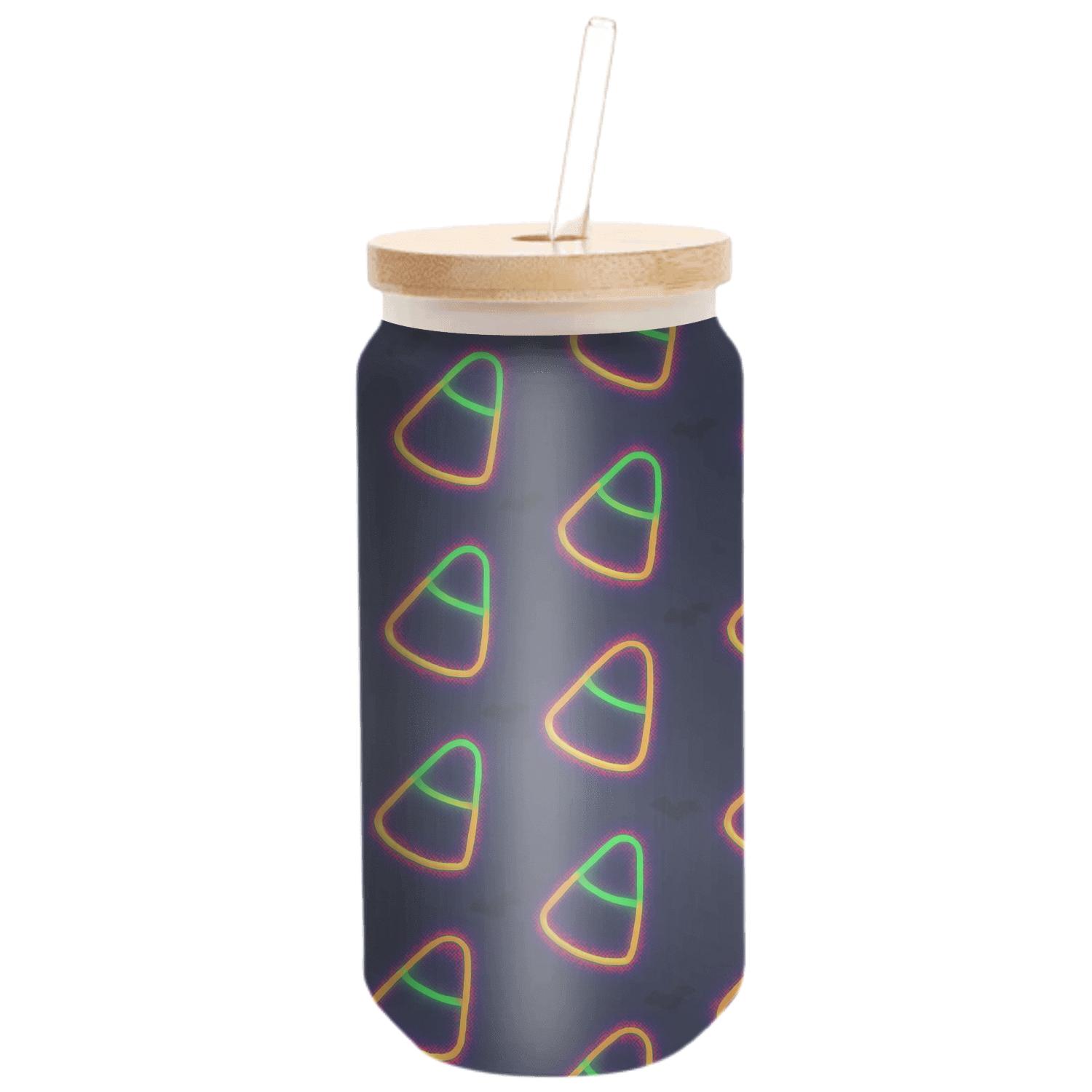 Neon Carnival Candy Corn Diagonal Array handcrafted glassware drinkware