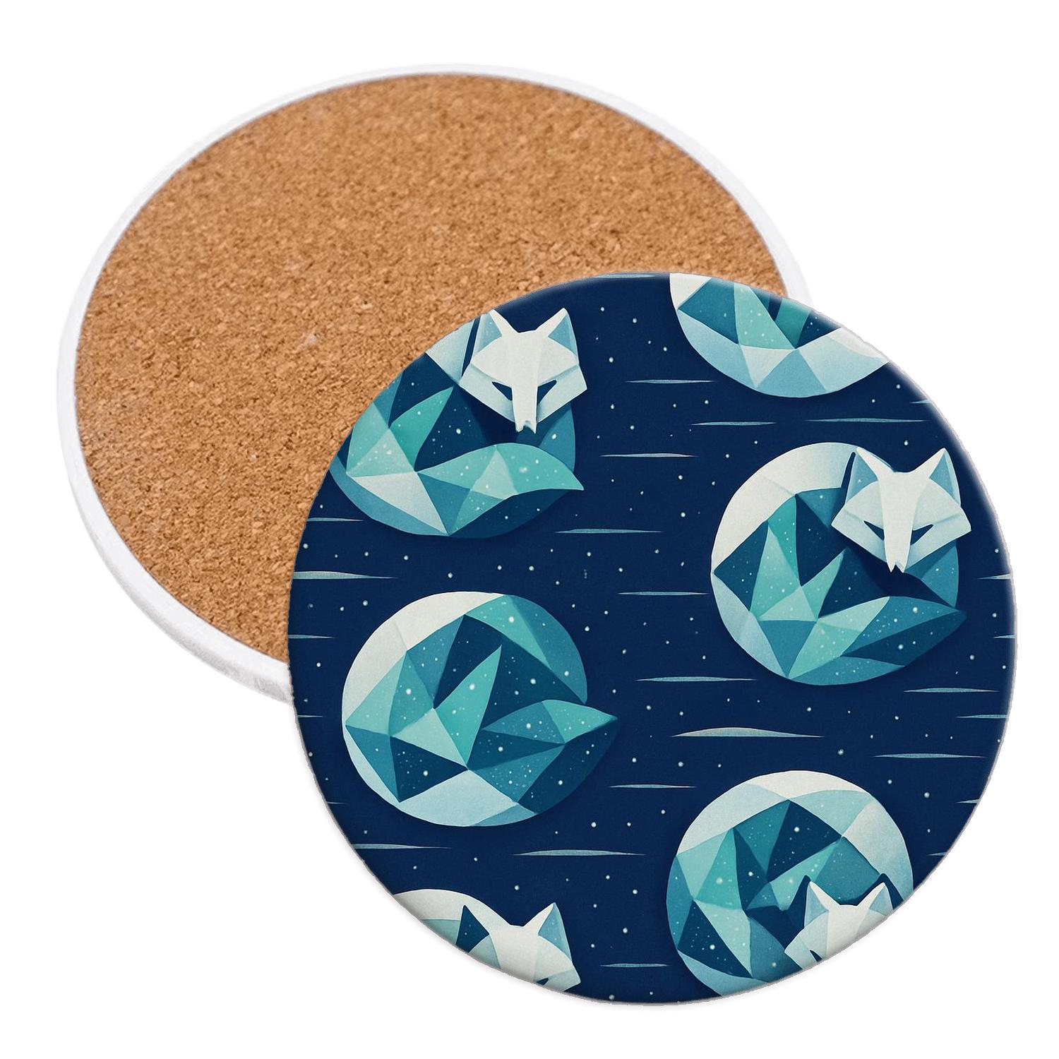 Arctic Fox Aurora Quilt cork coaster sets