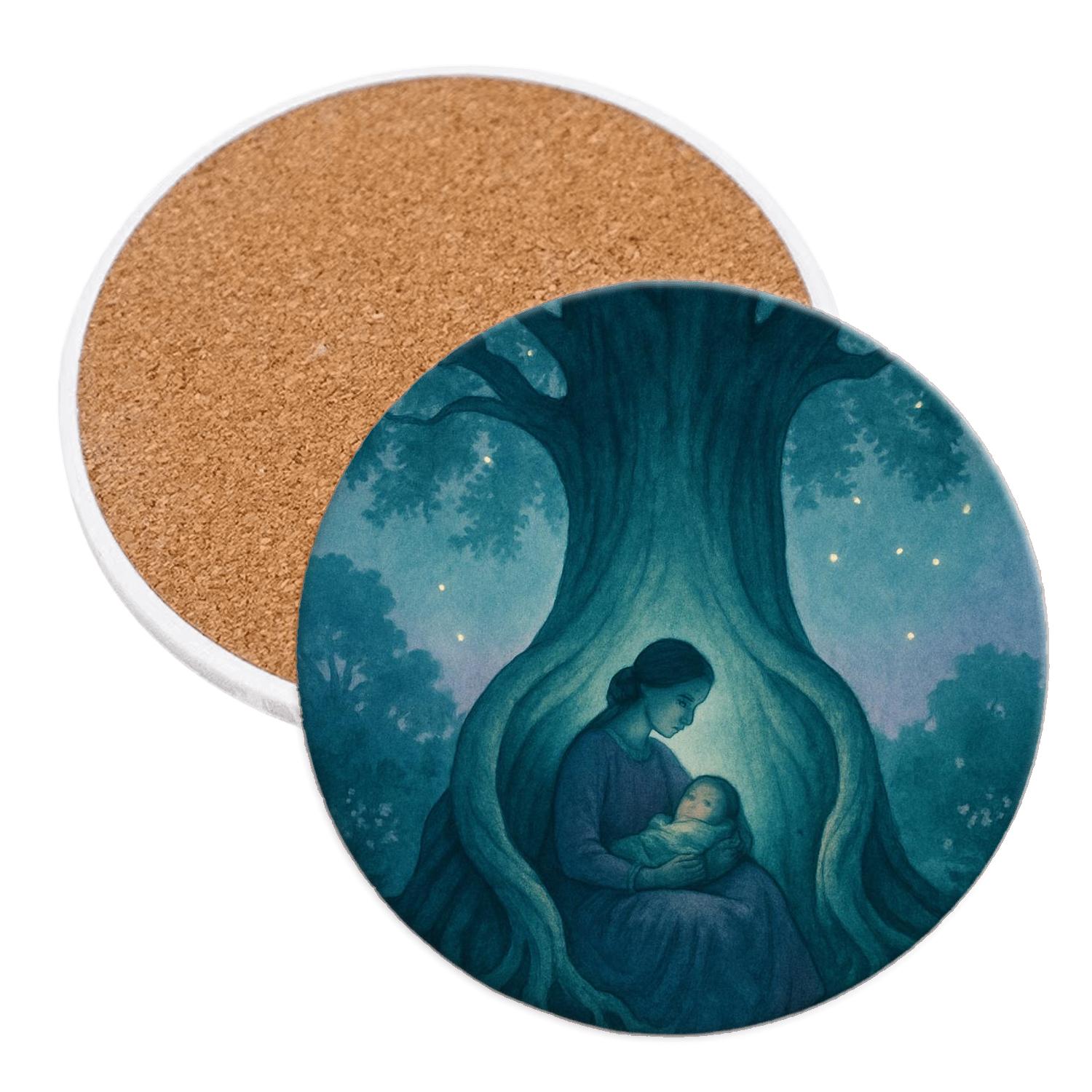 Rooted Lullaby The Quiet Strength Of Mothers Care cork coaster sets