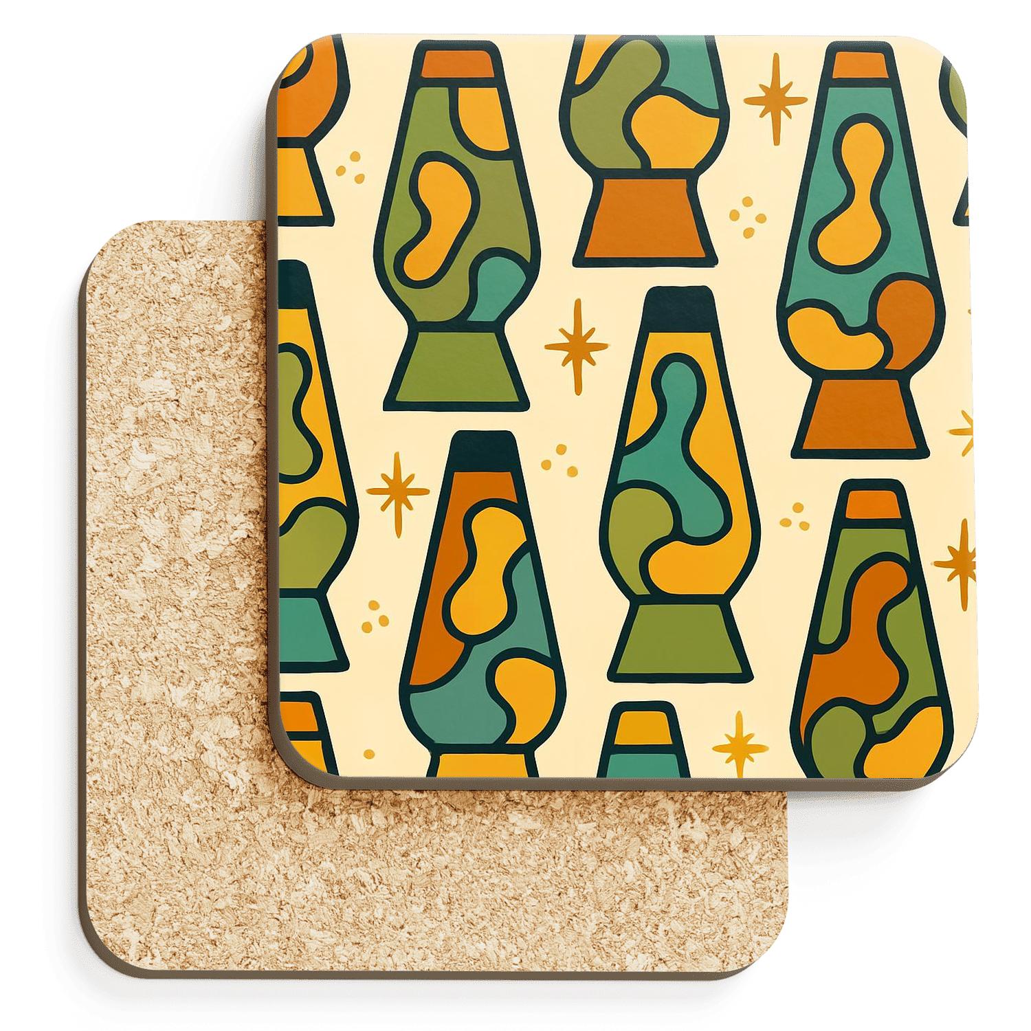 Groovy Lava Lamp Lounge cork coaster sets
