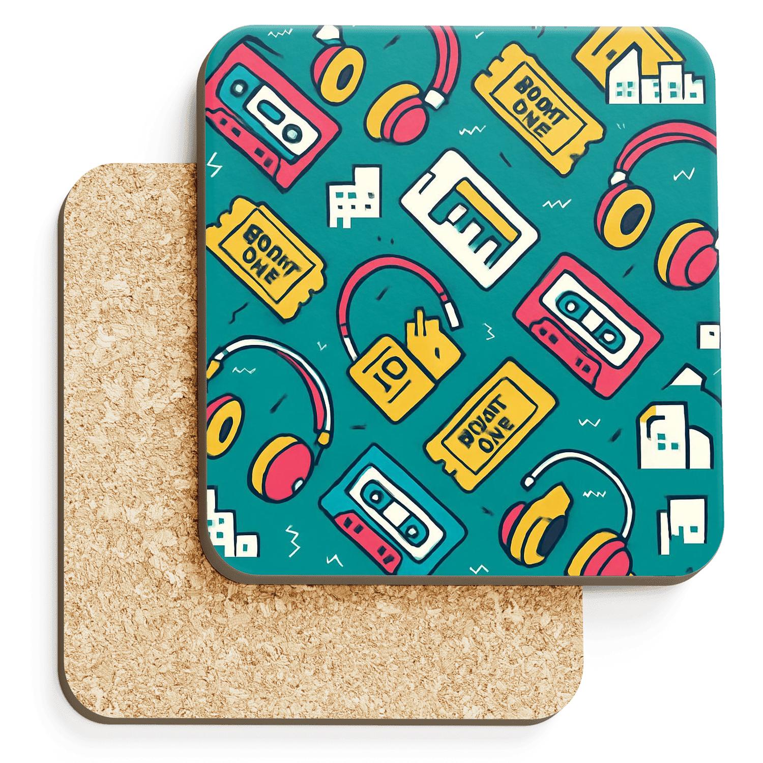 Cassette Commute Pattern decorative beverage coasters