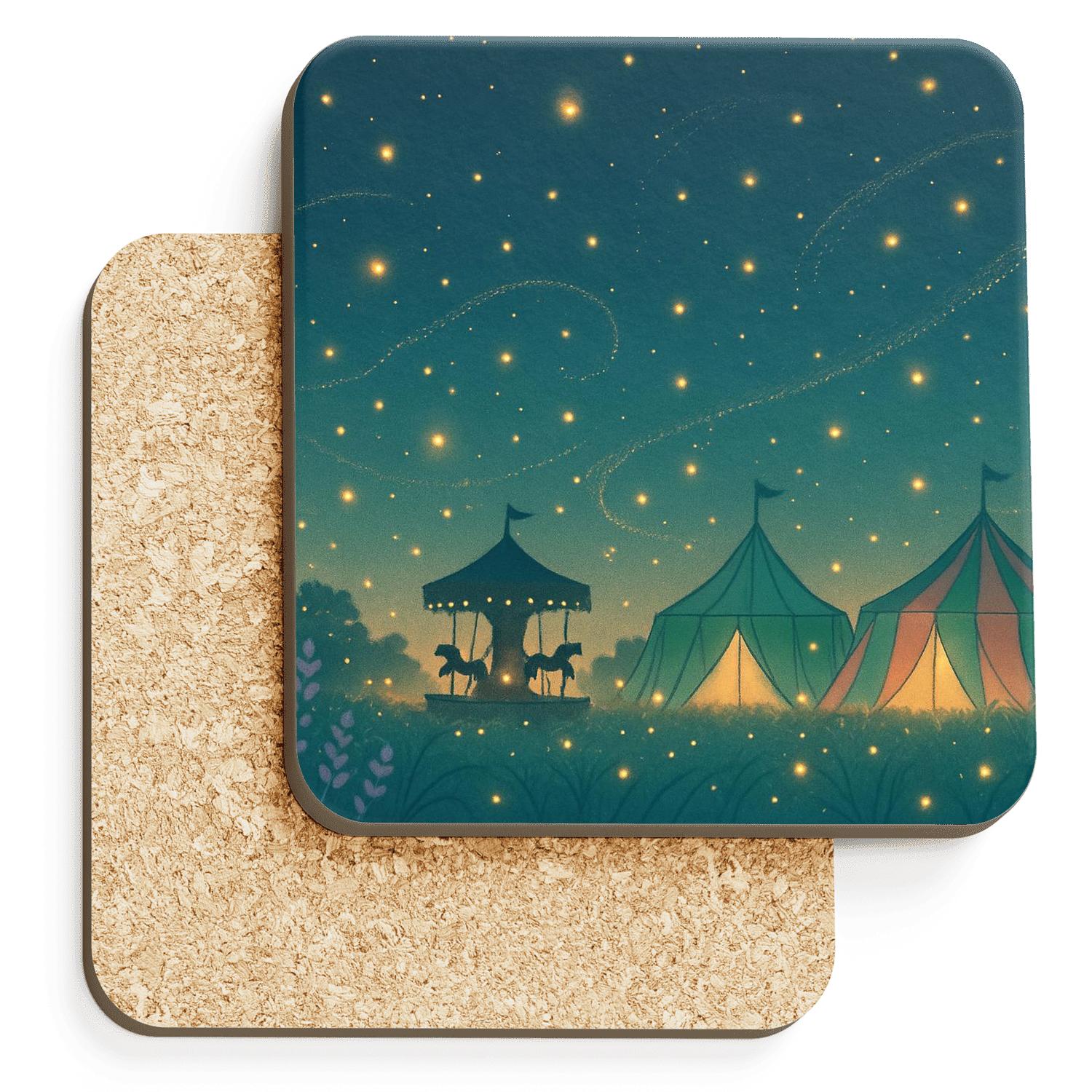 Midnight Summer Firefly Carnival personalized drink coasters