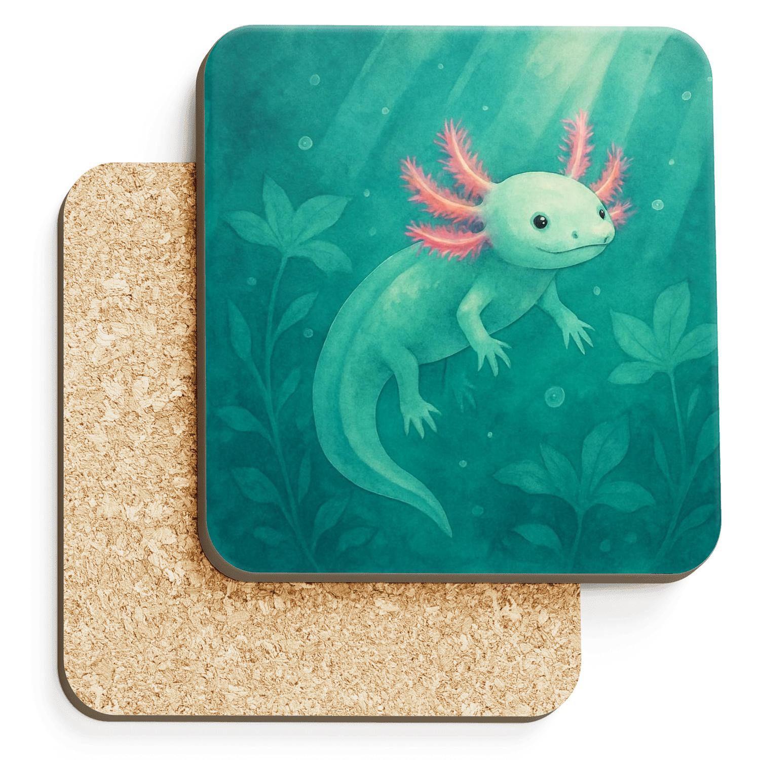 Bioluminescent Axolotl Lagoon elegant tabletop coasters
