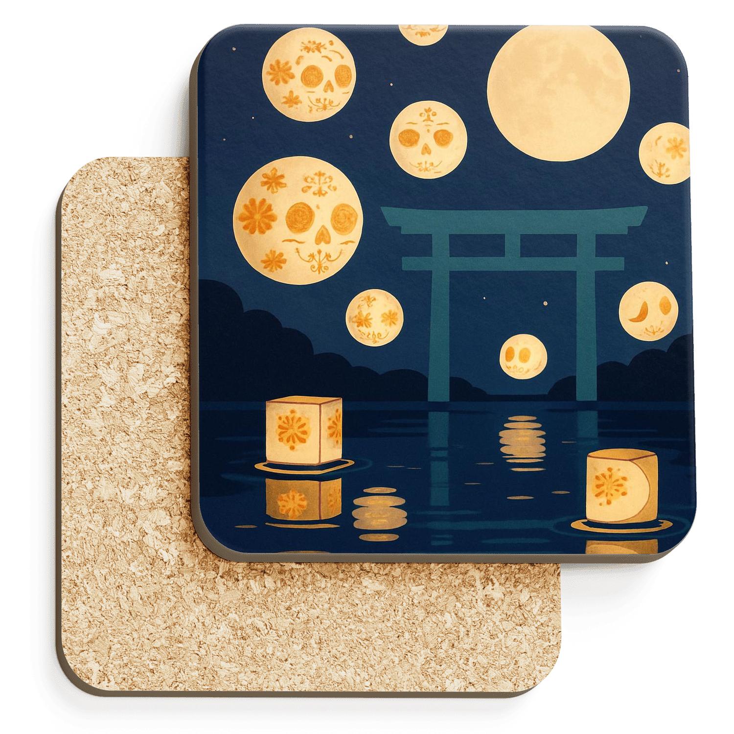 Lantern Orbit Reunion Festival decorative beverage coasters
