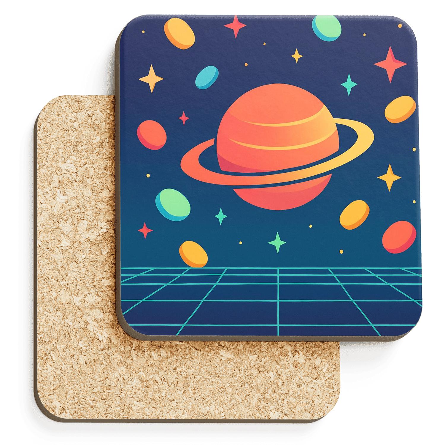 Arcade Token Galaxy Grid absorbent drink coasters