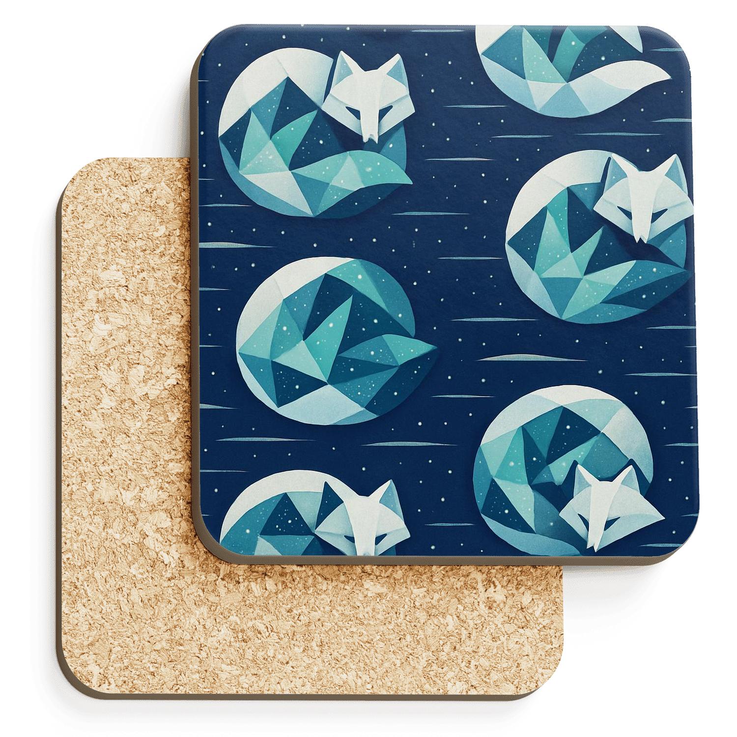 Arctic Fox Aurora Quilt decorative beverage coasters