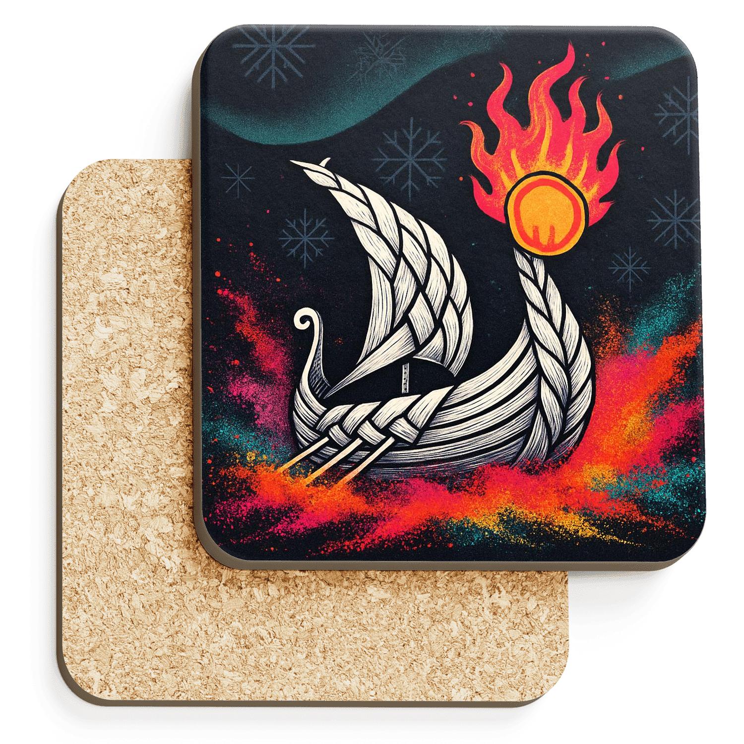 Fire Sunships Of Winter Colorstorm elegant tabletop coasters