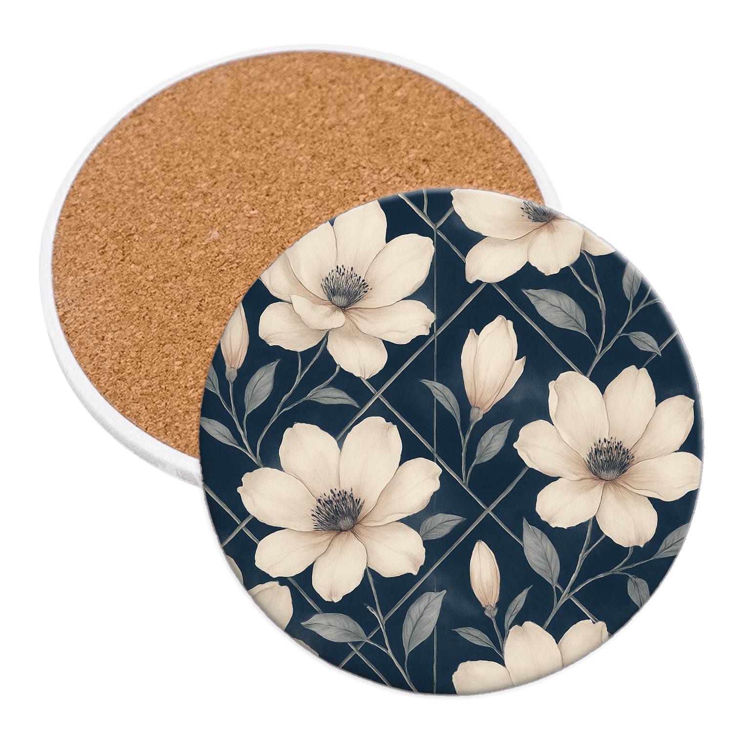 Moonlit Magnolia Lattice wooden table coasters