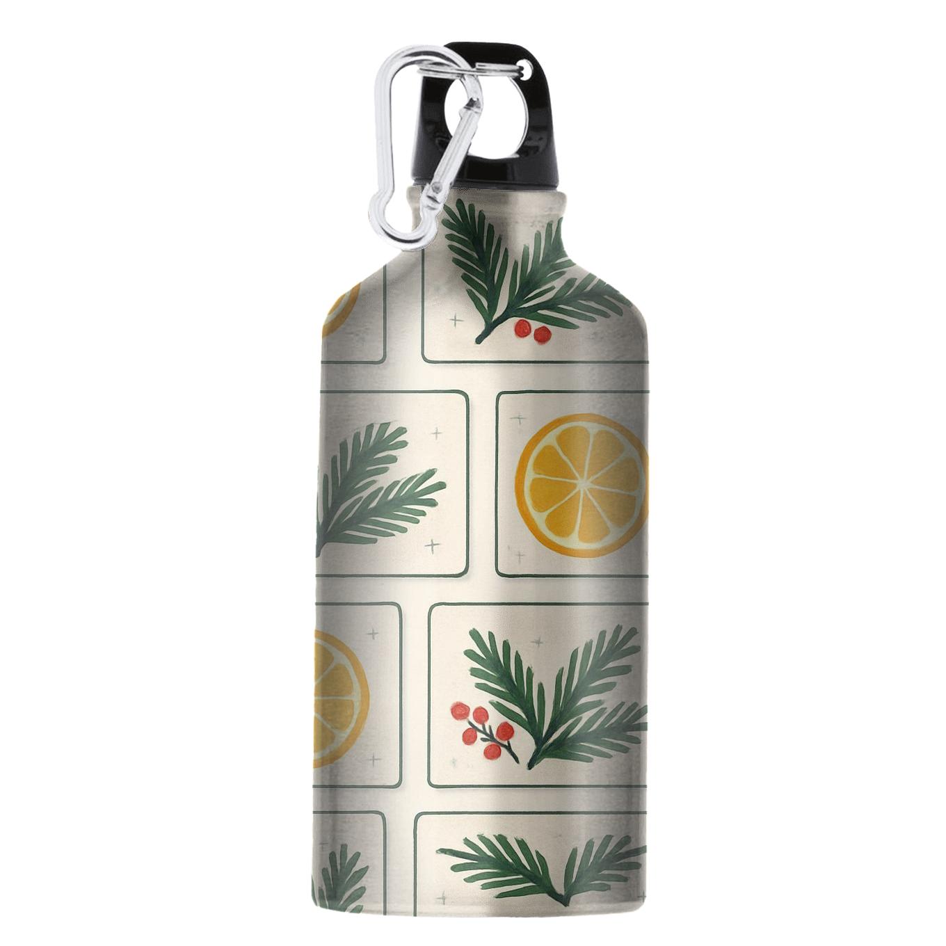 Winter Citrus And Evergreen Postcard Pattern premium sports bottles