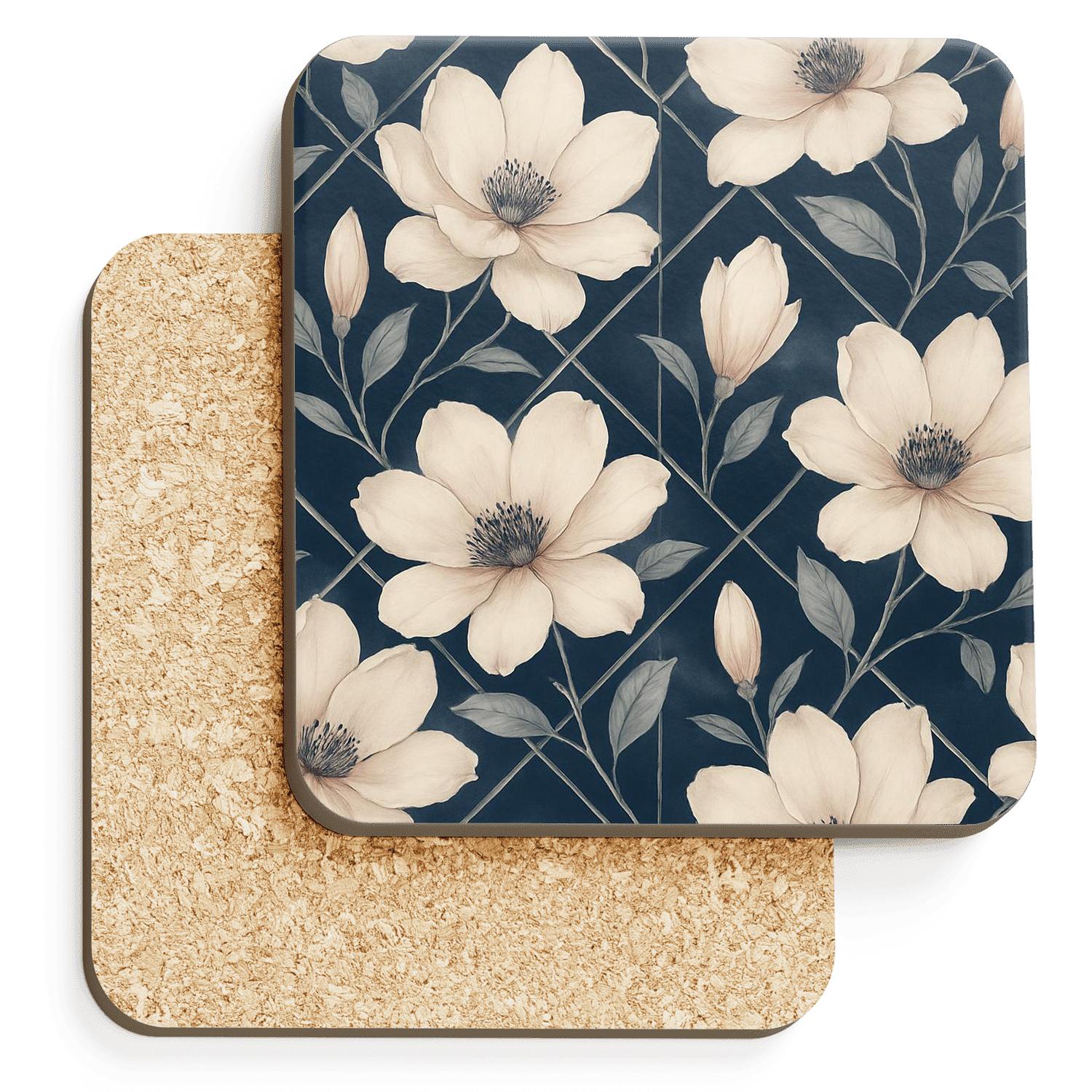 Moonlit Magnolia Lattice coasters for home decor
