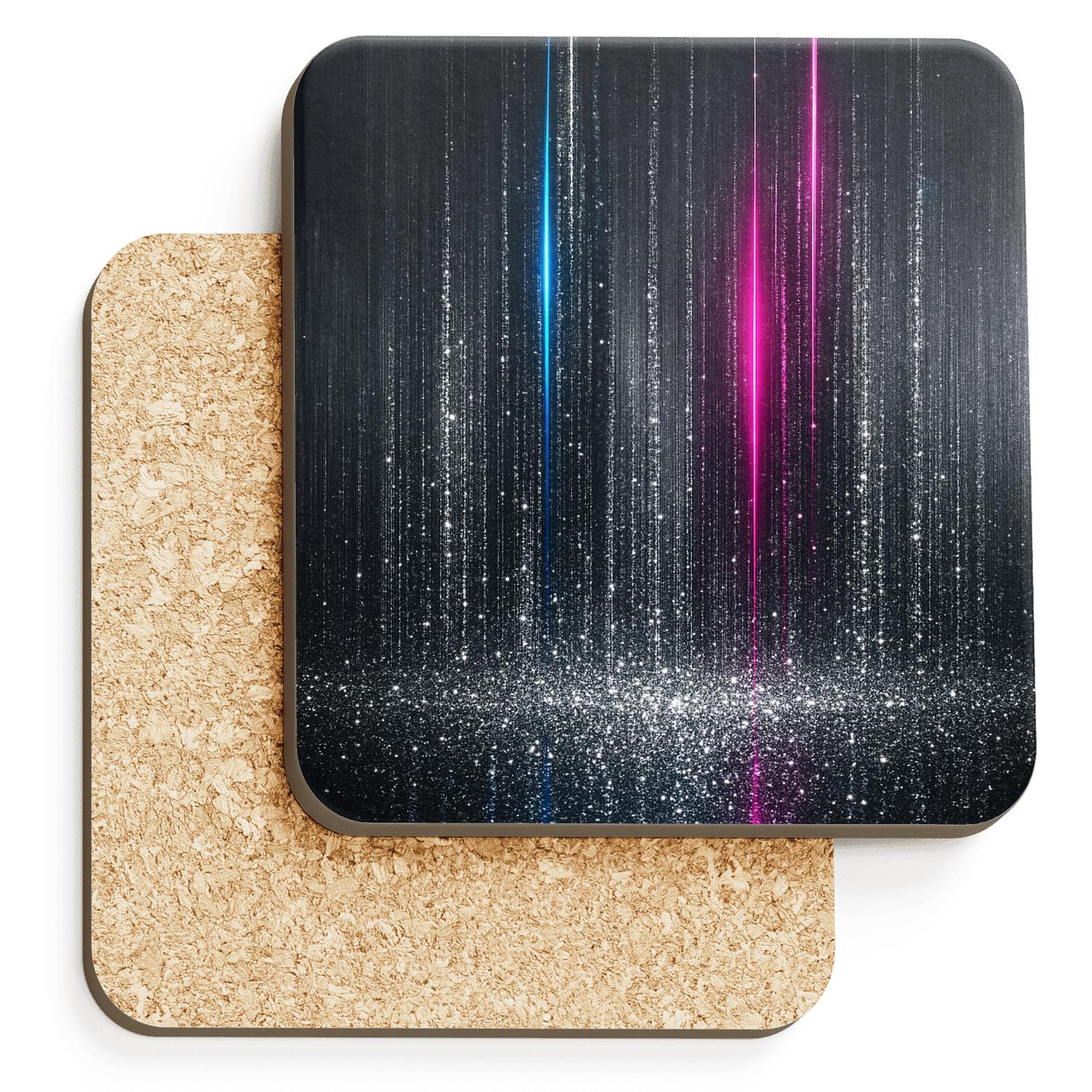 Chrome Glitter Citylight Cascade wooden table coasters