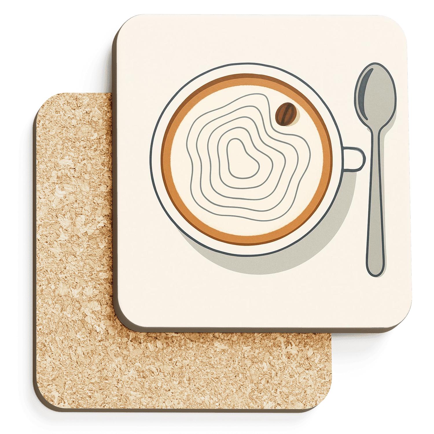 Latte Foam Topography Map decorative beverage coasters