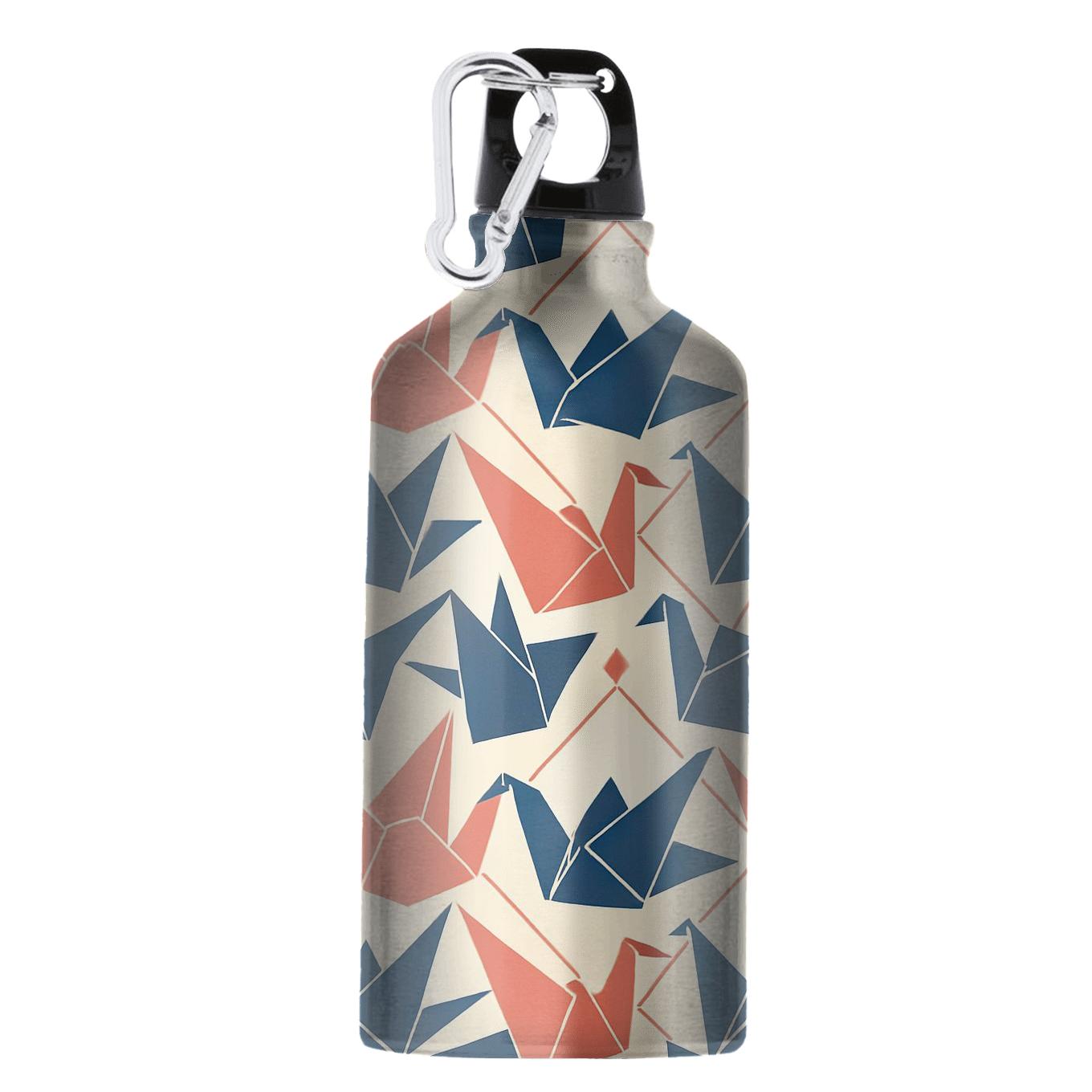 Origami Crane Lattice In Coral And Indigo stylish sports bottles