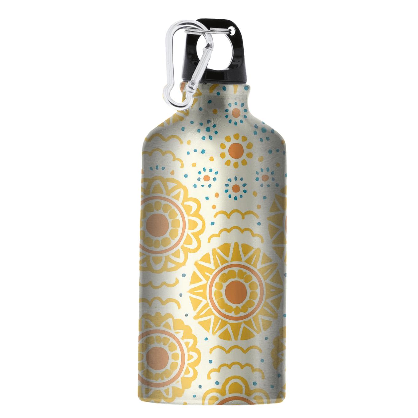 Citrus Sunburst Tessellation With Dot Mandalas stylish sports bottles