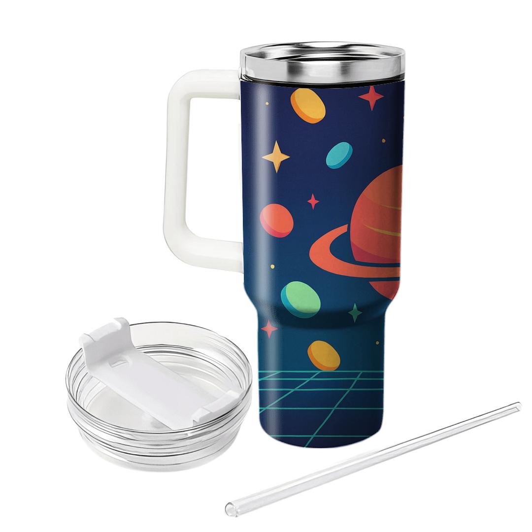 Arcade Token Galaxy Grid tumblers for gifts