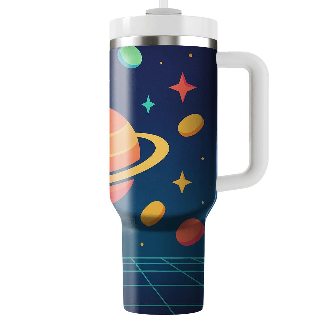 Arcade Token Galaxy Grid tumblers for gifts